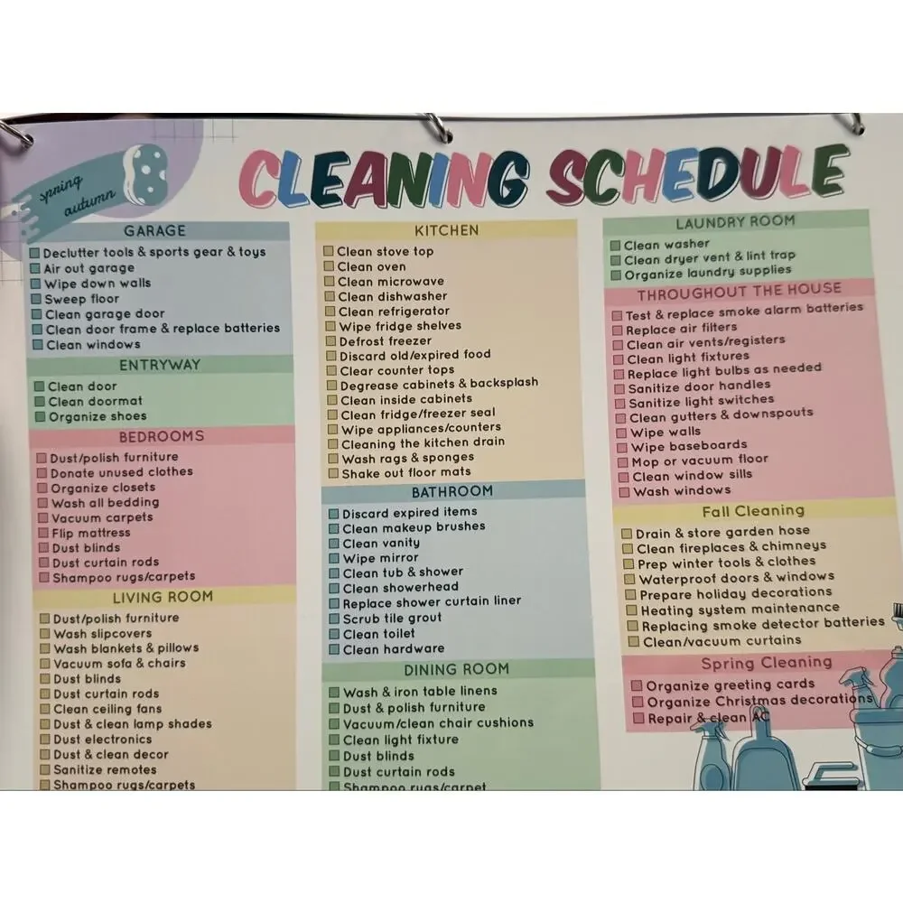 ADHD Magnetic Dry Erase Cleaning Planner Checklist NIP